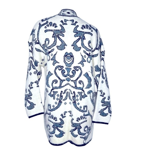 VTG CARDUCCI Abstract Angora Blend Long Sleeve Open Cardigan Women's Size L - Picture 5 of 16